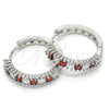 Rhodium Gold Filled Huggie Hoop, with Garnet and White Cubic Zirconia, Polished, Rhodium Finish, 02.210.0105.7.25