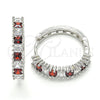 Rhodium Gold Filled Huggie Hoop, with Garnet and White Cubic Zirconia, Polished, Rhodium Finish, 02.210.0105.7.25
