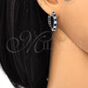 Rhodium Gold Filled Huggie Hoop, with Sapphire Blue and White Cubic Zirconia, Polished, Rhodium Finish, 02.210.0105.8.25