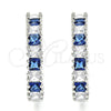 Rhodium Gold Filled Huggie Hoop, with Sapphire Blue and White Cubic Zirconia, Polished, Rhodium Finish, 02.210.0105.8.25