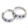 Rhodium Gold Filled Huggie Hoop, with Sapphire Blue and White Cubic Zirconia, Polished, Rhodium Finish, 02.210.0105.8.25