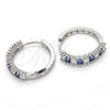 Rhodium Gold Filled Huggie Hoop, with Sapphire Blue and White Cubic Zirconia, Polished, Rhodium Finish, 02.210.0105.8.25
