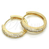 Oro Laminado Huggie Hoop, Gold Filled Style with White Cubic Zirconia, Polished, Golden Finish, 02.210.0106.25