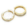 Oro Laminado Huggie Hoop, Gold Filled Style with White Cubic Zirconia, Polished, Golden Finish, 02.210.0106.25