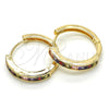 Oro Laminado Huggie Hoop, Gold Filled Style with Multicolor Cubic Zirconia, Polished, Golden Finish, 02.210.0106.1.25