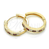 Oro Laminado Huggie Hoop, Gold Filled Style with Garnet and White Cubic Zirconia, Polished, Golden Finish, 02.210.0106.2.25