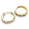 Oro Laminado Huggie Hoop, Gold Filled Style with Garnet and White Cubic Zirconia, Polished, Golden Finish, 02.210.0106.2.25