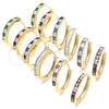 Oro Laminado Huggie Hoop, Gold Filled Style with Garnet and White Cubic Zirconia, Polished, Golden Finish, 02.210.0106.2.25