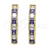 Oro Laminado Huggie Hoop, Gold Filled Style with Amethyst and White Cubic Zirconia, Polished, Golden Finish, 02.210.0106.3.25