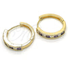 Oro Laminado Huggie Hoop, Gold Filled Style with Amethyst and White Cubic Zirconia, Polished, Golden Finish, 02.210.0106.3.25