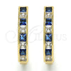 Oro Laminado Huggie Hoop, Gold Filled Style with Sapphire Blue and White Cubic Zirconia, Polished, Golden Finish, 02.210.0106.4.25