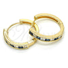 Oro Laminado Huggie Hoop, Gold Filled Style with Sapphire Blue and White Cubic Zirconia, Polished, Golden Finish, 02.210.0106.4.25