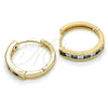 Oro Laminado Huggie Hoop, Gold Filled Style with Sapphire Blue and White Cubic Zirconia, Polished, Golden Finish, 02.210.0106.4.25