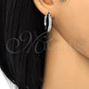 Rhodium Gold Filled Huggie Hoop, with White Cubic Zirconia, Polished, Rhodium Finish, 02.210.0106.6.25