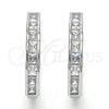 Rhodium Gold Filled Huggie Hoop, with White Cubic Zirconia, Polished, Rhodium Finish, 02.210.0106.6.25