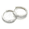Rhodium Gold Filled Huggie Hoop, with White Cubic Zirconia, Polished, Rhodium Finish, 02.210.0106.6.25