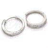 Rhodium Gold Filled Huggie Hoop, with White Cubic Zirconia, Polished, Rhodium Finish, 02.210.0106.6.25