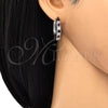Rhodium Gold Filled Huggie Hoop, with Garnet and White Cubic Zirconia, Polished, Rhodium Finish, 02.210.0106.7.25