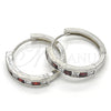 White Gold Filled Huggie Hoop, with Garnet and White Cubic Zirconia, Polished, Rhodium Finish, 02.210.0106.7.25