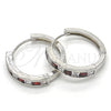 Rhodium Gold Filled Huggie Hoop, with Garnet and White Cubic Zirconia, Polished, Rhodium Finish, 02.210.0106.7.25