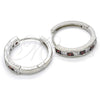 Rhodium Gold Filled Huggie Hoop, with Garnet and White Cubic Zirconia, Polished, Rhodium Finish, 02.210.0106.7.25