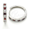 Rhodium Gold Filled Huggie Hoop, with Garnet and White Cubic Zirconia, Polished, Rhodium Finish, 02.210.0106.7.25