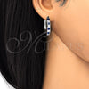 Rhodium Gold Filled Huggie Hoop, with Sapphire Blue and White Cubic Zirconia, Polished, Rhodium Finish, 02.210.0106.8.25