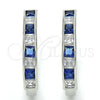 Rhodium Gold Filled Huggie Hoop, with Sapphire Blue and White Cubic Zirconia, Polished, Rhodium Finish, 02.210.0106.8.25