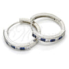 Rhodium Gold Filled Huggie Hoop, with Sapphire Blue and White Cubic Zirconia, Polished, Rhodium Finish, 02.210.0106.8.25