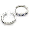 Rhodium Gold Filled Huggie Hoop, with Sapphire Blue and White Cubic Zirconia, Polished, Rhodium Finish, 02.210.0106.8.25