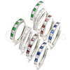 Rhodium Gold Filled Huggie Hoop, with Sapphire Blue and White Cubic Zirconia, Polished, Rhodium Finish, 02.210.0106.8.25