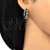 Rhodium Gold Filled Huggie Hoop, with Green and White Cubic Zirconia, Polished, Rhodium Finish, 02.210.0106.9.25