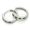 Rhodium Gold Filled Huggie Hoop, with Green and White Cubic Zirconia, Polished, Rhodium Finish, 02.210.0106.9.25