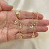 Oro Laminado Necklace and Bracelet, Gold Filled Style Flower Design, Polished, Golden Finish, 06.63.0210