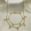 Oro Laminado Necklace and Bracelet, Gold Filled Style Flower Design, Polished, Golden Finish, 06.63.0210