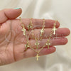 Oro Laminado Necklace and Bracelet, Gold Filled Style Cross Design, Polished, Golden Finish, 06.63.0211