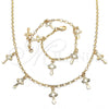 Oro Laminado Necklace and Bracelet, Gold Filled Style Cross Design, Polished, Golden Finish, 06.63.0211