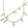 Oro Laminado Necklace and Bracelet, Gold Filled Style Cross Design, Polished, Golden Finish, 06.63.0211