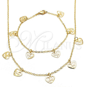 Gold Filled Bracelet — Necklace and Bracelet Heart and Love Design Polished — main product view — SKU 120491 | Oro Laminado brazalete — Necklace and Bracelet corazón and Love diseño pulido — SKU 120491