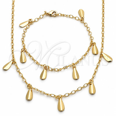 Oro Laminado Necklace and Bracelet, Gold Filled Style Polished, Golden Finish, 06.63.0213