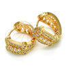 Oro Laminado Huggie Hoop, Gold Filled Style with White Cubic Zirconia, Polished, Golden Finish, 02.264.0021.15