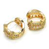 Oro Laminado Huggie Hoop, Gold Filled Style with White Cubic Zirconia, Polished, Golden Finish, 02.264.0021.15
