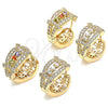 Oro Laminado Huggie Hoop, Gold Filled Style with White Cubic Zirconia, Polished, Golden Finish, 02.264.0021.15