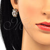 Oro Laminado Huggie Hoop, Gold Filled Style Teardrop Design, with White Cubic Zirconia, Polished, Golden Finish, 02.264.0023.15