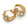 Oro Laminado Huggie Hoop, Gold Filled Style Teardrop Design, with White Cubic Zirconia, Polished, Golden Finish, 02.264.0023.15