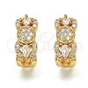 Oro Laminado Huggie Hoop, Gold Filled Style with White Cubic Zirconia, Polished, Golden Finish, 02.264.0024.20