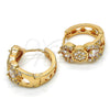Oro Laminado Huggie Hoop, Gold Filled Style with White Cubic Zirconia, Polished, Golden Finish, 02.264.0024.20