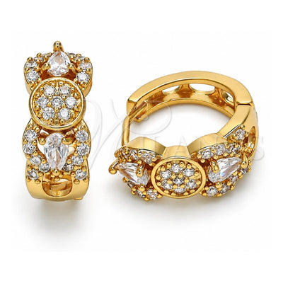 Oro Laminado Huggie Hoop, Gold Filled Style with White Cubic Zirconia, Polished, Golden Finish, 02.264.0024.20