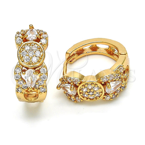 Oro Laminado Huggie Hoop, Gold Filled Style with White Cubic Zirconia, Polished, Golden Finish, 02.264.0024.20