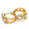 Oro Laminado Huggie Hoop, Gold Filled Style with White Cubic Zirconia, Polished, Golden Finish, 02.264.0025.20